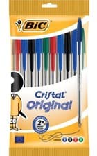Image of Pack of 10 BIC Cristal Original Ballpoint Pens Medium Mixed Colours