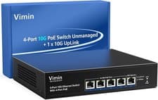 Image of 4-Port 10G PoE Switch with 10G Uplink Port, VIMIN 4-Port 10Gbe PoE Network