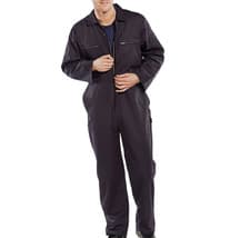 Image of Beeswift Click Polycotton Boilersuit Navy Blue Size 36" Workwear PCBSN36 Durable