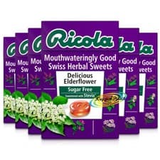 Image of 6x Ricola Delicious Elderflower Sugar Free Natural Herbal Sweets 45g