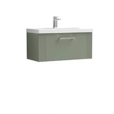 Image of Partial Fluted 1 Drawer Wall Hung Vanity Unit with 1 Tap Hole Thin-Edge Basin- 8