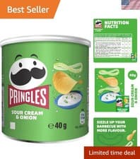 Image of Pringles Sour Cream & Onion Crisps - 12 x 40g Cans for Irresistible Snacking