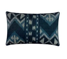 Image of Bedeck of Belfast Dhaka Cushion, Blue Chambray 70 x 40cm RRP £45.00