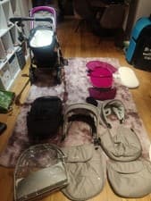 Image of Silver Cross Wayfarer Travel System With 2 Matching Colour sets Pink And Grey