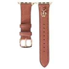 Image of COACH Apple Watch Band Leather Strap Butterfly Wdith:0.66in 38/40mm New Brown