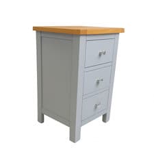 Image of Whitford 3 Drawer Bedside Table – Grey, White, Oak, Fully Assembled, Nightstand