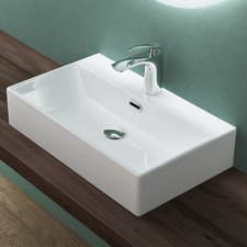 Image of Bathroom Sink Countertop Wash Basin Ceramic Wall Mounted Rectangle Sink