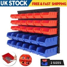 Image of 30PCS WALL MOUNTED GARAGE STORAGE BIN WORKSHOP ORGANISER RACK DIY TOOL BOXES UK
