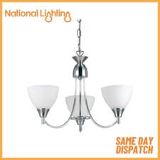 Image of 3 Way Dimmable Ceiling Light with Pendant & Semi Flush Fitting Opal Glass Shades