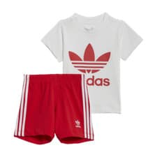 Image of adidas Originals T-Shirt & Shorts Set (White/Red) boys Apparel HE4659