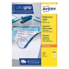 Image of Avery Ultragrip Labels 105x37mm 16 Per Sheet White (Pack of 1600) DPS16-100