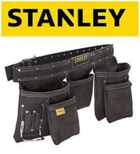 Image of STANLEY Buffalo Dark Tan Leather Hand Tool Apron With Twin Buckle Belt, 180113