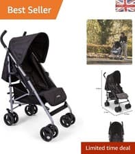 Image of Compact Push Me Quatro Stroller with Five-Point Harness – Grey/Black Elegance