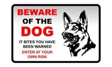 Image of Beware of the dog it bites you have been warned dog sign - PVC, Sticker or Diab