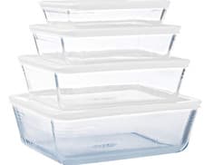 Image of Pyrex Cook & Freezè, 4 Glass Dishes with Airtight Lids (0.8 L, 1.5 L, 2.6L & 4L