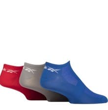 Image of Reebok 3 Pack Unisex Essential Recycled Trainer Socks - Red / Blue