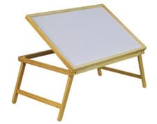 Image of Folding Adjustable Wooden Bed Tray Stand Angled Mealtimes Reading
