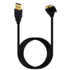 Image of USB 3.0 A Male to Micro B Male 90° Down Angle With Screw Locking OTG Cable Lead