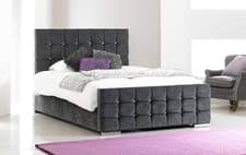 Image of Florence Diamante Bed Upholstered Chenille Many Colours And Sizes Made In UK