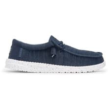 Image of HEY DUDE Mens Shoes Navy Adults Slip On Canvas Blue Wally Strech Sox SIZE