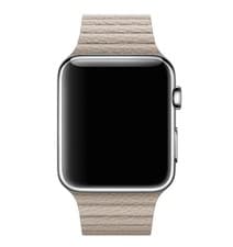 Image of Official Apple Leather Link Watch Strap Size L 44mm MTHC2ZM/A Stone RRP £99