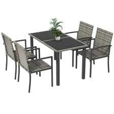 Image of Outsunny Outdoor Dining Set 5 Pieces Patio Conservatory with Tempered Glass