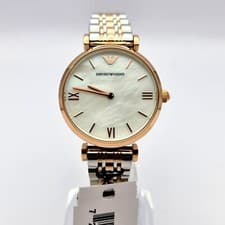 Image of NEW EMPORIO ARMANI AR1683 LADIES WATCH ROSE GOLD SILVER WHITE DIAL