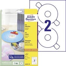Image of Avery L6043-100 Self-Adhesive CD Labels, 2 Labels Per A4 Sheet