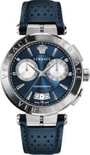 Image of Versace VE1D02223 Aion Chronograph silver blue Leather Men's Watch NEW