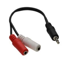 Image of 15cm 3.5mm Stereo Jack Plug to Twin 3.5mm Mono Sockets Audio Cable