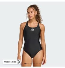Image of Adidas 3 Bar Logo Swimsuit Black (UK 32")
