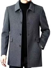 Image of Overcoat. Men's Wool Mix Lined In Light Gray with side pockets. Large UK 40. New