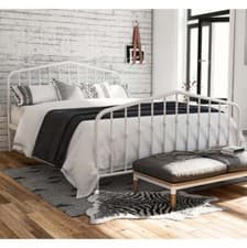 Image of BUSHWICK DOUBLE SIZE BED FRAME BEDSTEAD IN WHITE METAL BY DOREL
