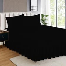 Image of Extra Deep Fitted Valance Sheet Bed Sheets Single Double King Size & Pillowcases