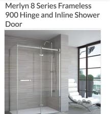 Image of Merlyn 8 Series Frameless Hinge Shower Door & Inline Panel 900mm x 2000mm - NEW