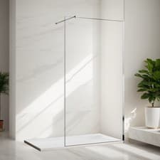 Image of Walk in Wet Room Shower Screen Panel 8mm EasyClean Glass Shower Cubicle and Tray
