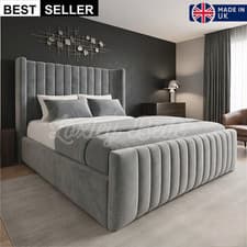 Image of Ottoman Bed Winged Plush Velvet New York Divan Storage Double & King Size Bed