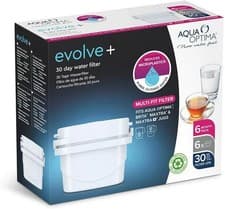 Image of Aqua Optima 6 Pack Evolve+ 30 Day Water Filter Cartridges,Compatible with Maxtra