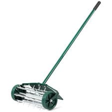Image of Gardening Rolling Lawn Aerator Manual Grass Spikes Roller Detachable Handle