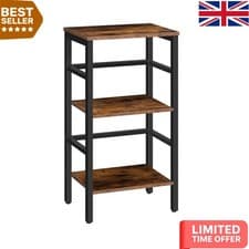 Image of Space-Saving Rustic Brown Tall Side Table - Ideal Record Player Stand 40 x 30cm