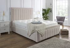 Image of MODERN OTTOMAN STORAGE PANEL PLUSH VELVET UPHOLSTERED BED FRAME - UK HANDMADE