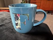 Image of Cath kidston Letter F Mug - OXFORD ROSE FLORAL Teal / blue ALPHABET 9cm NEW