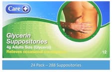 Image of Care Glycerin Adult 4g - 12 Suppositories - Pack of 24