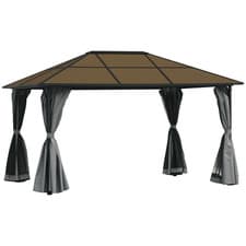 Image of Outsunny 3 x 4m Polycarbonate Hardtop Gazebo with Aluminium Frame and Curtains