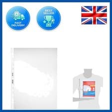 Image of Set of 100 A4 Transparent Pockets - Durable Polypropylene with Reinforced Spine
