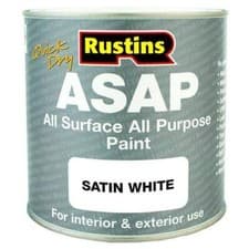 Image of Rustins ASAP All Surface All Purpose Satin White Paint 500ml