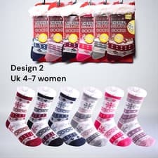 Image of Ladies Thermal Fleece Socks 4.8Tog Women's Cosy Sherpa Lining Warm Slipper Sock