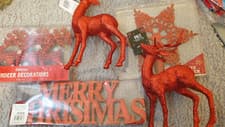 Image of CHRISTMAS RED GLITTER DECORATIONS.