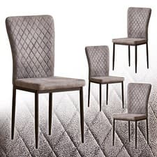 Image of Set of 4/6 Dining Chairs Padded Seat High back Metal Legs Home Furniture Kitchen