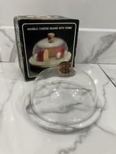 Image of Marble Cheese Board With Plastic Dome Lid Non Slip Stylish Functional Storage